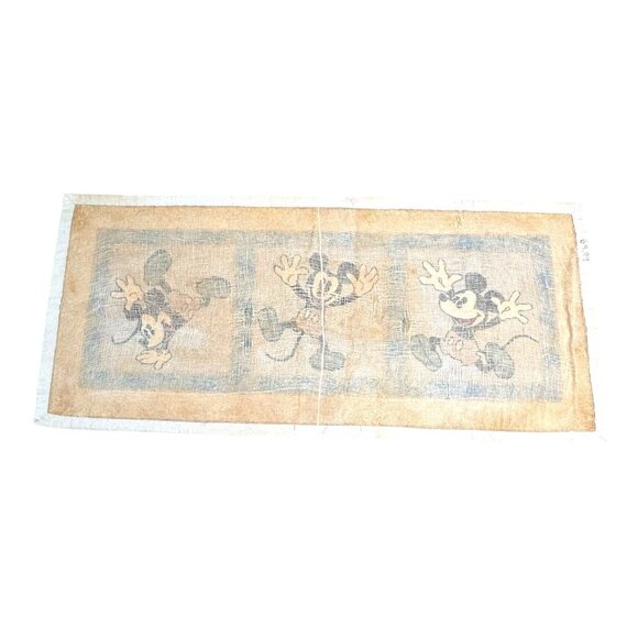 Vintage Disney Mickey Mouse Rug Wall Hanging Blue Beige 28x63 Area Carpet READ - Picture 5 of 6
